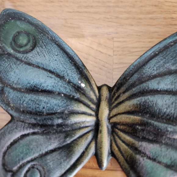 Set of 3 Ceramic Butterfly Wall Hang Decor Set Blue MCM 3D Hanging - Picture 6 of 6